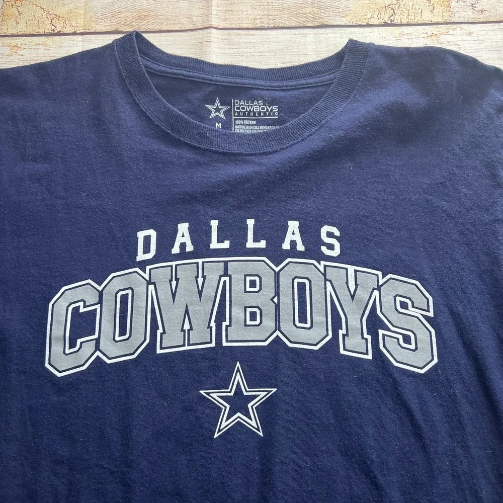 Dallas Cowboys Shirt Adult MED Navy Blue Short Sleeve Classic Fit NFL‎ Football